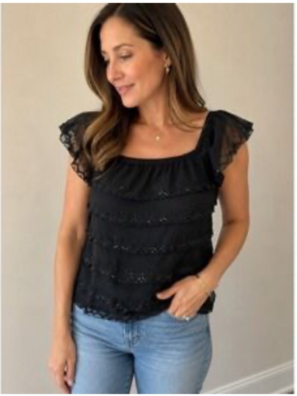 Vintage '90s Cache 100% Silk Sequin Chiffon Pleated Y2K Blouse Event Black 4